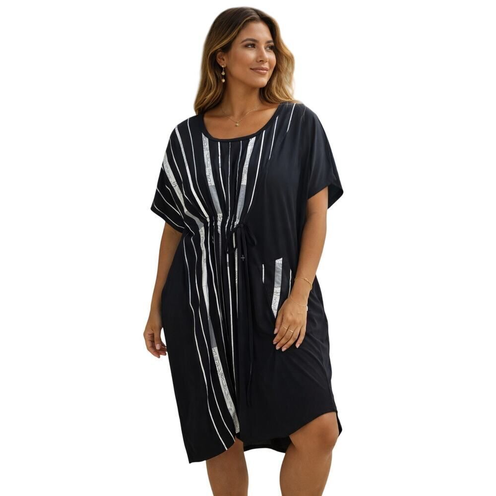 GABBY ISABELLA Women's Dolman Sleeve Blouson Dress Black/Gray Size Extra Large